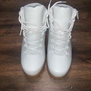 Men’s white Leather Fila Boots
